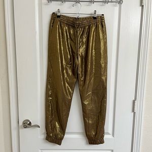 Club Monaco Gold Metallic Silk Joggers